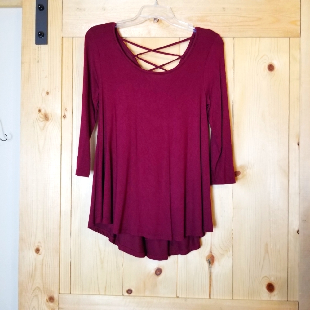 Sweet Tea's A-line Crisscross Back Scoop Neck Shirt